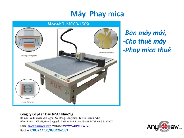 Anysew.vn_Bán máy mới, cho thuê máy, phay mica thuê. Máy chạy bằng hơi, êm nhẹ, bàn thao tác rộng.